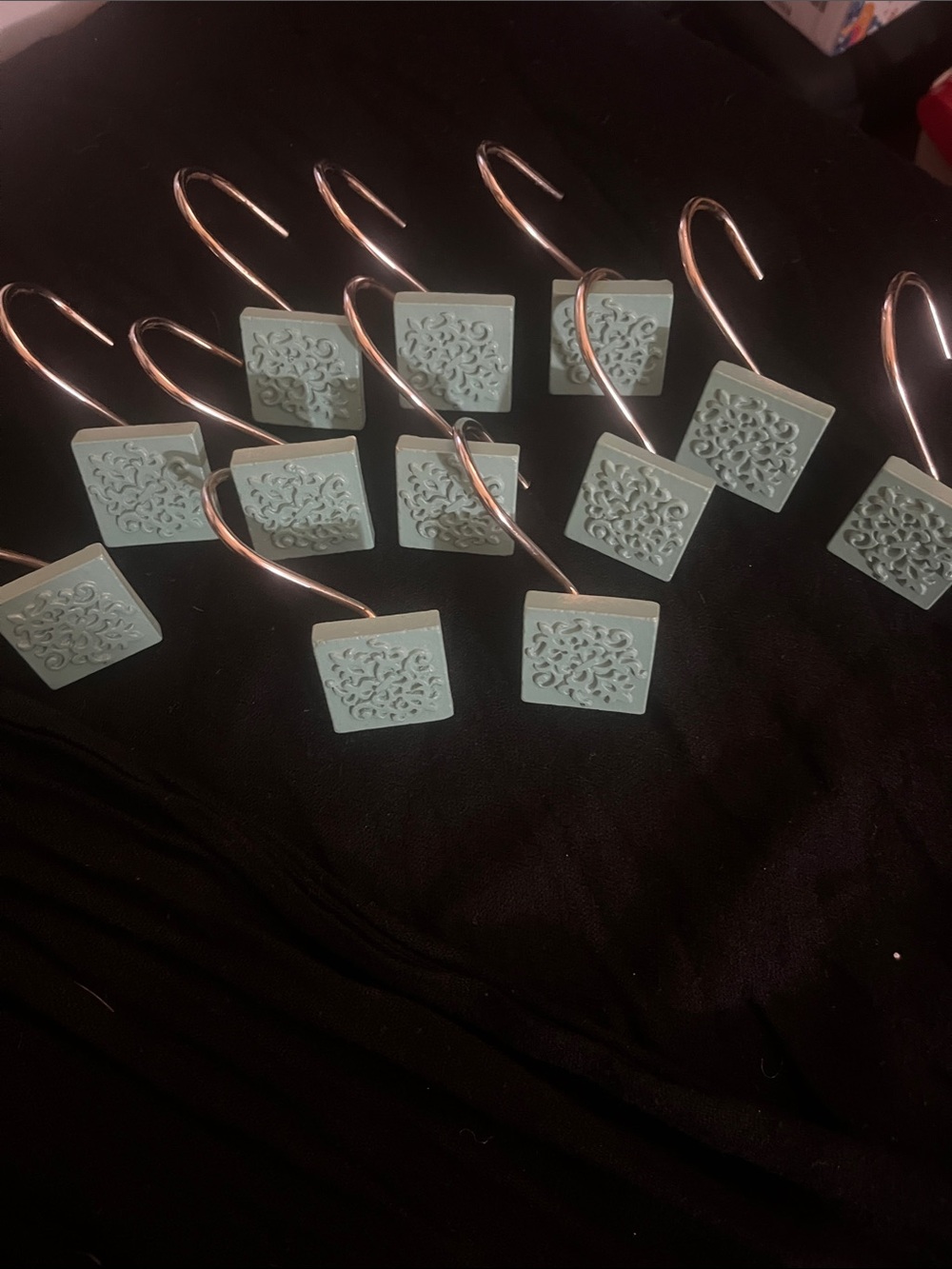 Mint Green Decorative Shower Curtain Hooks - Set of 12 #223